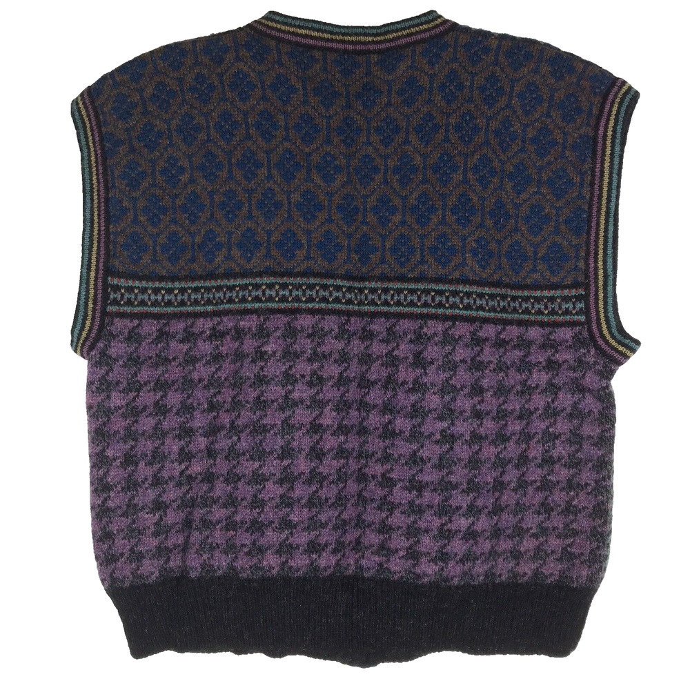 Susan Bristol Multi-Pattern Knit Vest in Teal, Purple, Navy & Black - Picture 4 of 7
